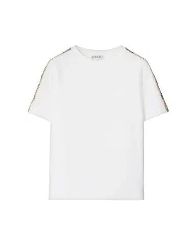 Burberry Kid's Check-Trim Cotton T-Shirt | Thumbnail 1 Burberry Kid's Check-Trim Cotton T-Shirt | Thumbnail 1