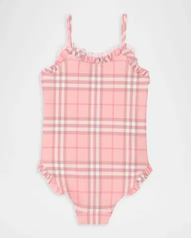 Burberry Girl 's Ruffle-Trim Check One-Piece Swimsuit, Size 3-14 | Thumbnail 2 Burberry Girl 's Ruffle-Trim Check One-Piece Swimsuit, Size 3-14 | Thumbnail 2