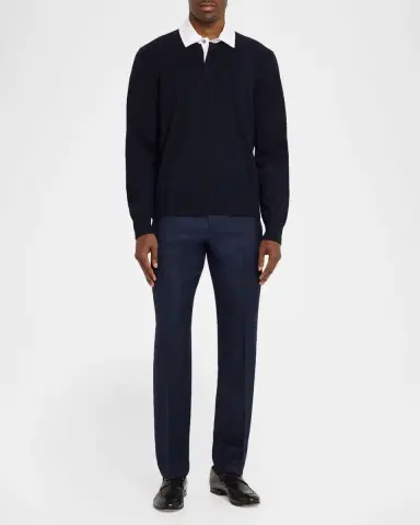 dunhill Men's Shirt-Collar Cashmere-Blend Knit Polo Sweater | Thumbnail 2 dunhill Men's Shirt-Collar Cashmere-Blend Knit Polo Sweater | Thumbnail 2
