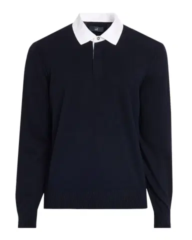 dunhill Men's Shirt-Collar Cashmere-Blend Knit Polo Sweater | Thumbnail 1 dunhill Men's Shirt-Collar Cashmere-Blend Knit Polo Sweater | Thumbnail 1
