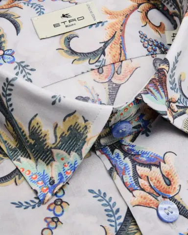 Etro Men 's Printed Cotton Sateen Button-Front Shirt | Thumbnail 2 Etro Men 's Printed Cotton Sateen Button-Front Shirt | Thumbnail 2