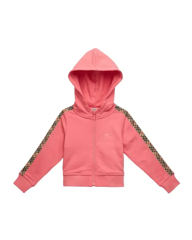 Girl 's Check-Trim Cotton Zip Hoodie, Size 3-14 Girl 's Check-Trim Cotton Zip Hoodie, Size 3-14