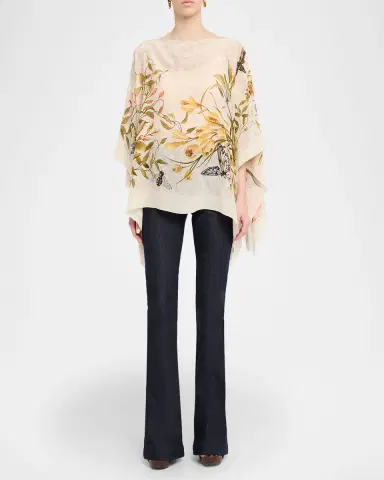 Etro Floral-Print Silk Poncho Top | Thumbnail 2 Etro Floral-Print Silk Poncho Top | Thumbnail 2