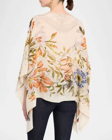 Etro Floral-Print Silk Poncho Top | Thumbnail 3 Etro Floral-Print Silk Poncho Top | Thumbnail 3