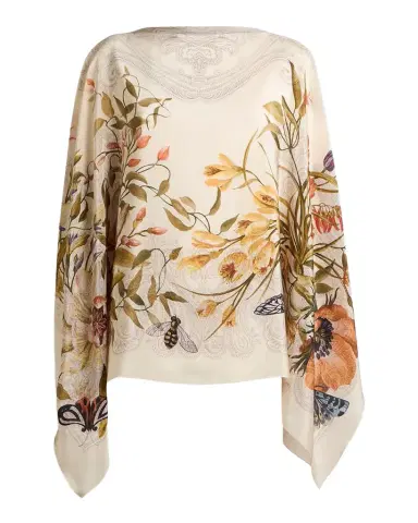 Etro Floral-Print Silk Poncho Top | Thumbnail 1 Etro Floral-Print Silk Poncho Top | Thumbnail 1