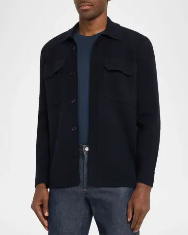 dunhill Men's Athluxury Cotton and Cashmere Shirt Jacket | Thumbnail 4 dunhill Men's Athluxury Cotton and Cashmere Shirt Jacket | Thumbnail 4