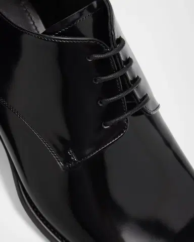 Saint Laurent Men's Stanton Glazed Leather Derby Shoes | Thumbnail 3 Saint Laurent Men's Stanton Glazed Leather Derby Shoes | Thumbnail 3