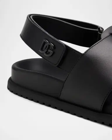 Dolce & Gabbana Men's DG Logo Leather Sandals | Thumbnail 3 Dolce & Gabbana Men's DG Logo Leather Sandals | Thumbnail 3