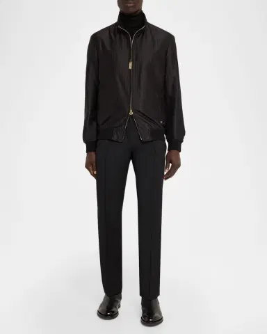 Stefano Ricci Men's Geometric Silk Jacquard Blouson | Thumbnail 2 Stefano Ricci Men's Geometric Silk Jacquard Blouson | Thumbnail 2