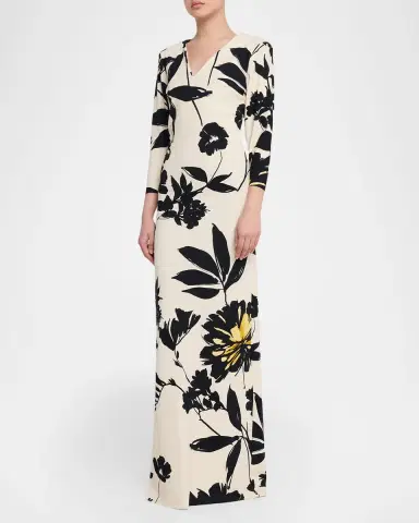 Chiara Boni La Petite Robe Tsuya Floral-Print Column Gown | Thumbnail 4 Chiara Boni La Petite Robe Tsuya Floral-Print Column Gown | Thumbnail 4