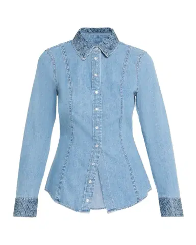Veronica Beard Noah Denim Crystal-Trim Shirt | Thumbnail 1 Veronica Beard Noah Denim Crystal-Trim Shirt | Thumbnail 1