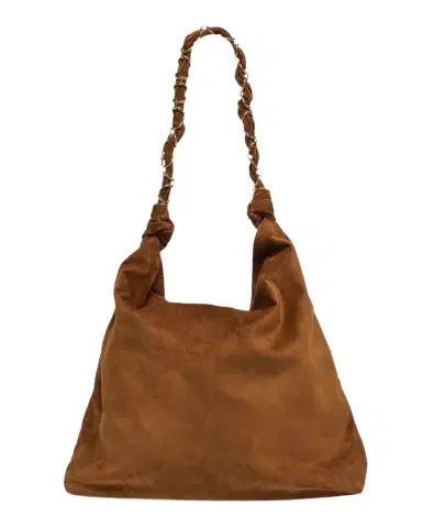 Saint Laurent YSL Chain-Embellished Suede Shoulder Bag | Thumbnail 1 Saint Laurent YSL Chain-Embellished Suede Shoulder Bag | Thumbnail 1