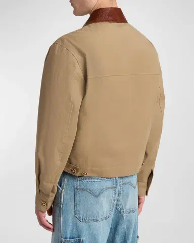 Versace Men 's Leather Collar Blouson Jacket | Thumbnail 3 Versace Men 's Leather Collar Blouson Jacket | Thumbnail 3