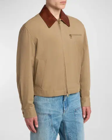 Versace Men 's Leather Collar Blouson Jacket | Thumbnail 4 Versace Men 's Leather Collar Blouson Jacket | Thumbnail 4