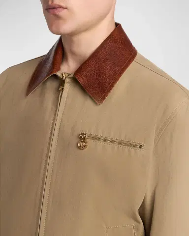 Versace Men 's Leather Collar Blouson Jacket | Thumbnail 5 Versace Men 's Leather Collar Blouson Jacket | Thumbnail 5