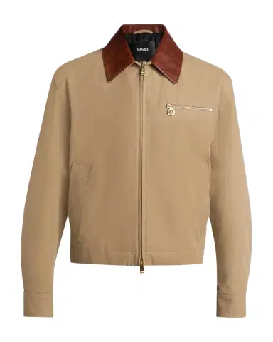 Versace Men 's Leather Collar Blouson Jacket | Thumbnail 1 Versace Men 's Leather Collar Blouson Jacket | Thumbnail 1