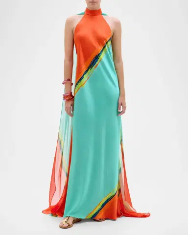 Silvia Tcherassi abina Cape Halter Maxi Dress | Thumbnail 2 Silvia Tcherassi abina Cape Halter Maxi Dress | Thumbnail 2