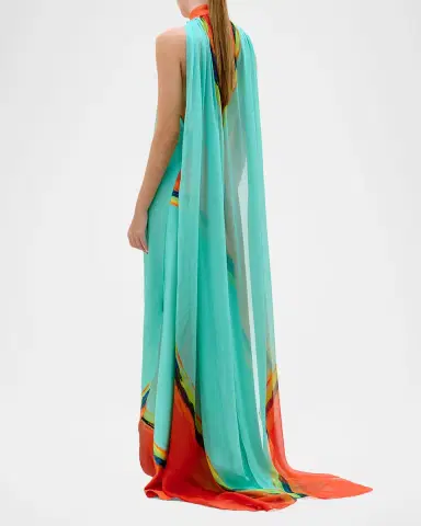 Silvia Tcherassi abina Cape Halter Maxi Dress | Thumbnail 3 Silvia Tcherassi abina Cape Halter Maxi Dress | Thumbnail 3