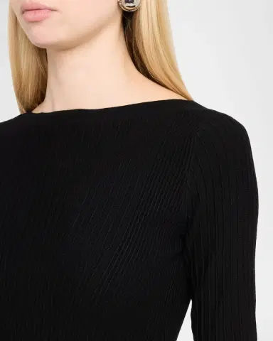 Emporio Armani Scoop-Neck Ribbed Jersey Dress | Thumbnail 5 Emporio Armani Scoop-Neck Ribbed Jersey Dress | Thumbnail 5