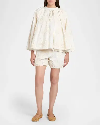 Moncler Embroidered Short-Sleeve Side-Tie T-Shirt | Thumbnail 2 Moncler Embroidered Short-Sleeve Side-Tie T-Shirt | Thumbnail 2
