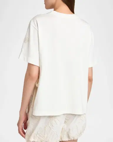 Moncler Embroidered Short-Sleeve Side-Tie T-Shirt | Thumbnail 3 Moncler Embroidered Short-Sleeve Side-Tie T-Shirt | Thumbnail 3