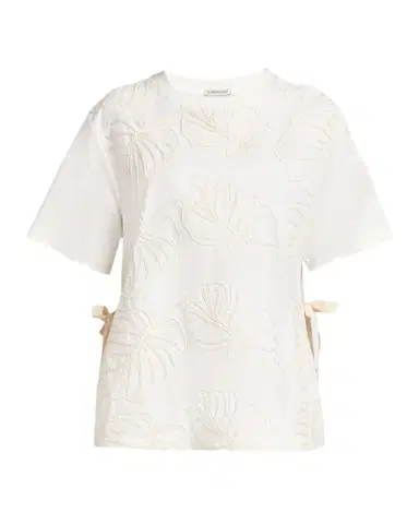 Moncler Embroidered Short-Sleeve Side-Tie T-Shirt | Thumbnail 1 Moncler Embroidered Short-Sleeve Side-Tie T-Shirt | Thumbnail 1