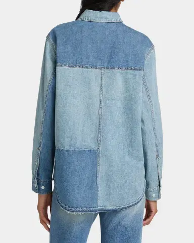 Veronica Beard Dalma Denim Color Block Shirt | Thumbnail 3 Veronica Beard Dalma Denim Color Block Shirt | Thumbnail 3