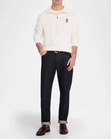 Brunello Cucinelli Men's Cotton-Blend Quarter-Zip Sweatshirt | Thumbnail 2 Brunello Cucinelli Men's Cotton-Blend Quarter-Zip Sweatshirt | Thumbnail 2
