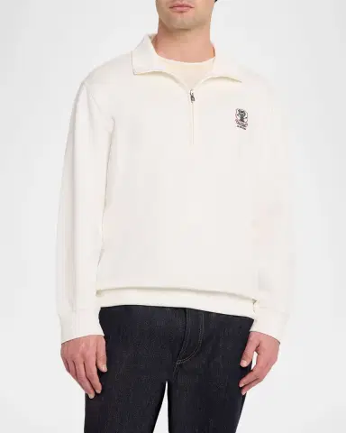 Brunello Cucinelli Men's Cotton-Blend Quarter-Zip Sweatshirt | Thumbnail 4 Brunello Cucinelli Men's Cotton-Blend Quarter-Zip Sweatshirt | Thumbnail 4