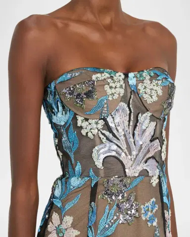 Bronx and Banco Dahlia Strapless Sequined Floral Tulle Gown | Thumbnail 5 Bronx and Banco Dahlia Strapless Sequined Floral Tulle Gown | Thumbnail 5