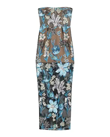 Bronx and Banco Dahlia Strapless Sequined Floral Tulle Gown | Thumbnail 1 Bronx and Banco Dahlia Strapless Sequined Floral Tulle Gown | Thumbnail 1