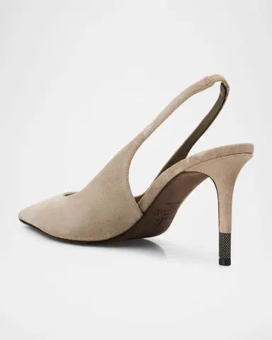 Brunello Cucinelli 80mm Monili Suede Slingback Pumps | Thumbnail 4 Brunello Cucinelli 80mm Monili Suede Slingback Pumps | Thumbnail 4