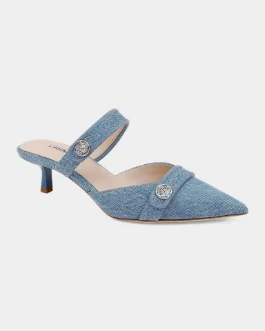 L 'AGENCE 50mm Gialliane Denim Kitten-Heel Mules | Thumbnail 6 L 'AGENCE 50mm Gialliane Denim Kitten-Heel Mules | Thumbnail 6