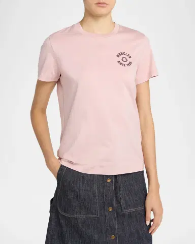 Moncler Short-Sleeve Logo Embroidered T-Shirt | Thumbnail 4 Moncler Short-Sleeve Logo Embroidered T-Shirt | Thumbnail 4