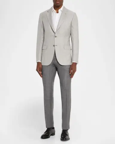 Brioni Men's Wool, Silk and Linen Windowpane Single-Breasted Sport Coat | Thumbnail 2 Brioni Men's Wool, Silk and Linen Windowpane Single-Breasted Sport Coat | Thumbnail 2