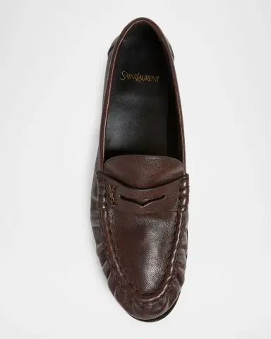 Saint Laurent Men's Le Loafer Creased Leather Mules | Thumbnail 6 Saint Laurent Men's Le Loafer Creased Leather Mules | Thumbnail 6