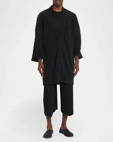 Homme Plissé Issey Miyake Men's Pleats Cropped Wide-Leg Trousers | Thumbnail 2 Homme Plissé Issey Miyake Men's Pleats Cropped Wide-Leg Trousers | Thumbnail 2