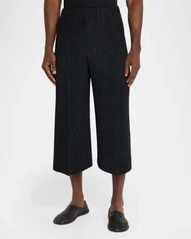 Homme Plissé Issey Miyake Men's Pleats Cropped Wide-Leg Trousers | Thumbnail 4 Homme Plissé Issey Miyake Men's Pleats Cropped Wide-Leg Trousers | Thumbnail 4