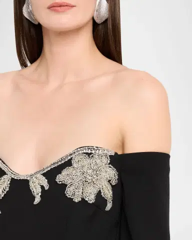 Rebecca Vallance Ellerie Floral Diamante Off-Shoulder Mini Dress | Thumbnail 5 Rebecca Vallance Ellerie Floral Diamante Off-Shoulder Mini Dress | Thumbnail 5