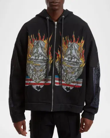 Who Decides War Men's Engulfed Memories Cotton Full-Zip Hoodie | Thumbnail 2 Who Decides War Men's Engulfed Memories Cotton Full-Zip Hoodie | Thumbnail 2