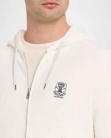 Brunello Cucinelli Men's Logo Cotton Hoodie | Thumbnail 5 Brunello Cucinelli Men's Logo Cotton Hoodie | Thumbnail 5