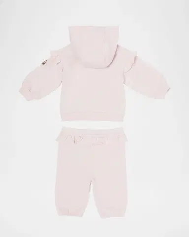 Moncler Girl's Ruffled Cotton Hoodie & Sweatpants Set, Size 3M-3 | Thumbnail 2 Moncler Girl's Ruffled Cotton Hoodie & Sweatpants Set, Size 3M-3 | Thumbnail 2