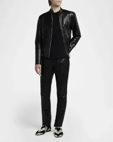 Tom Ford Men's Perforated Ribbed T-Shirt | Thumbnail 2 Tom Ford Men's Perforated Ribbed T-Shirt | Thumbnail 2