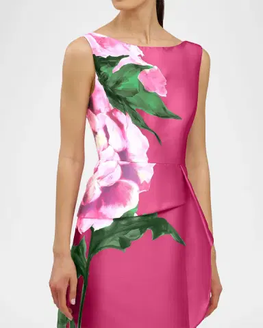 Kay Unger New York Luciana Floral-Print Mikado Column Gown | Thumbnail 5 Kay Unger New York Luciana Floral-Print Mikado Column Gown | Thumbnail 5