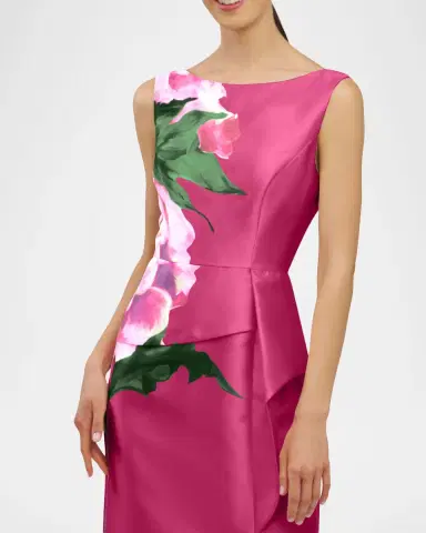 Kay Unger New York Luciana Floral-Print Mikado Column Gown | Thumbnail 6 Kay Unger New York Luciana Floral-Print Mikado Column Gown | Thumbnail 6