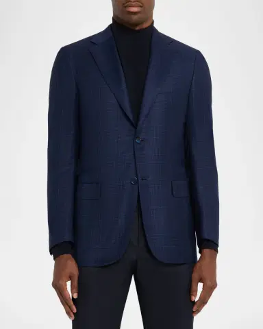 Brioni Men's Wool Plaid Single-Breasted Sport Coat | Thumbnail 4 Brioni Men's Wool Plaid Single-Breasted Sport Coat | Thumbnail 4