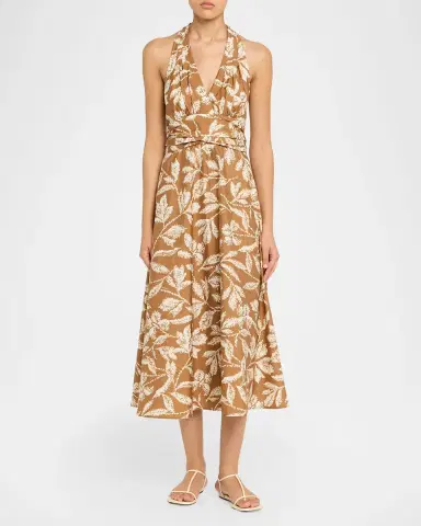 Max Mara Botanical-Print Halter Midi Dress | Thumbnail 2 Max Mara Botanical-Print Halter Midi Dress | Thumbnail 2