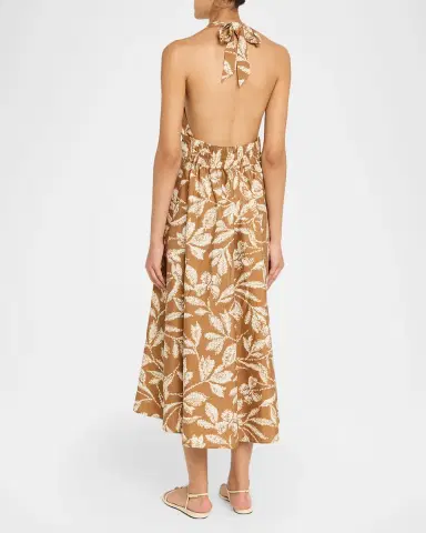 Max Mara Botanical-Print Halter Midi Dress | Thumbnail 3 Max Mara Botanical-Print Halter Midi Dress | Thumbnail 3