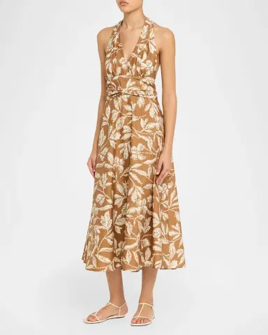 Max Mara Botanical-Print Halter Midi Dress | Thumbnail 4 Max Mara Botanical-Print Halter Midi Dress | Thumbnail 4