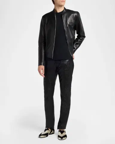 Tom Ford Men's Perforated Leather Straight-Leg Five-Pocket Pants | Thumbnail 2 Tom Ford Men's Perforated Leather Straight-Leg Five-Pocket Pants | Thumbnail 2